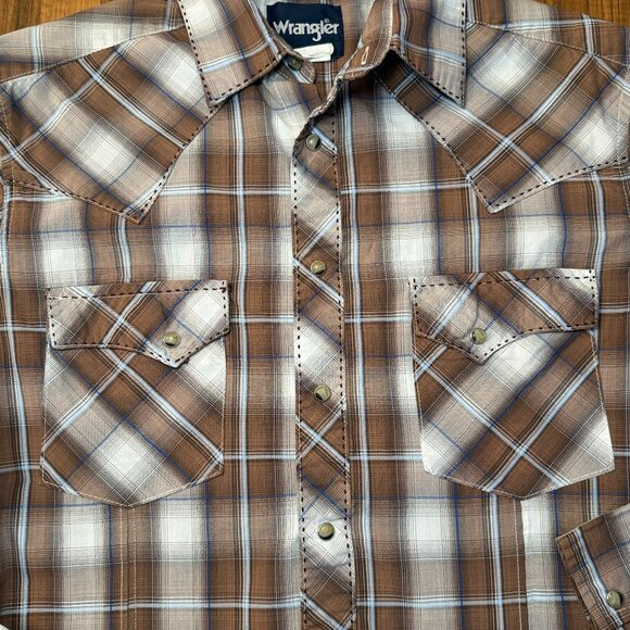 Wrangler Retro Plaid Pearl Snap Buck Stitch Men's Western Shirt – Size Small - Picture 2 of 6